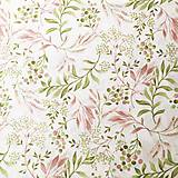 Textil - ružové akvarelové listy, zmesové plátno, šírka 140 cm - 11679112_