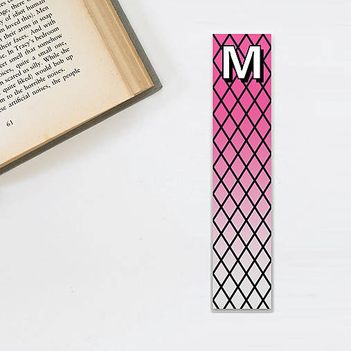 Papiernictvo - Pattern záložky do knižky - iniciál na želanie (mriežka) - 11678932_
