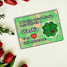 Papiernictvo - Pohľadnica štvorlístok pre šťastie (lienka) - 11679064_