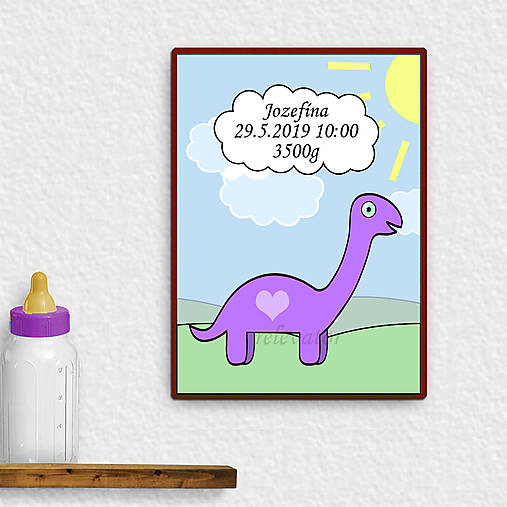 Grafika - Grafika k narodeniu dieťaťa dinosaurus (brachiosaurus) - 11683008_