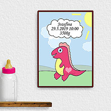 Grafika - Grafika k narodeniu dieťaťa dinosaurus - 11683009_