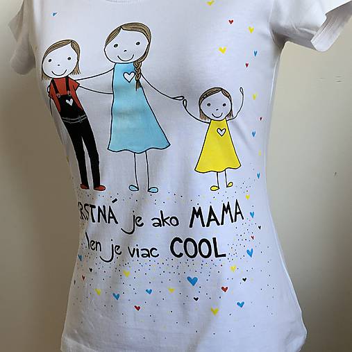 Originálne maľované tričko s 3 postavičkami (KRSTNÁ + dievčatko + dievča)