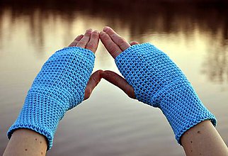 Rukavice - Tyrkysové bavlnené rukavice - 11690413_