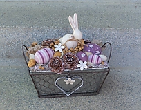 Dekorácie - Veľkonočná dekorácia s keramickým zajačikom - 11693591_