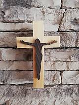 Dekorácie - Drevený krížik - Ježiš na kríži - 11693723_