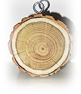 Iný materiál - Drevený hrubý plát z dreva na zavesenie, priemer 10 cm, hrúbka 4 cm - 11696954_