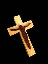 Dekorácie - Drevený krížik - Ježiš na kríži - 11696965_
