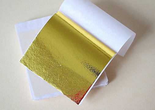 plátkový materiál na zlátenie (veľkosť plátku - 80 x 80 mm - Zlatá)