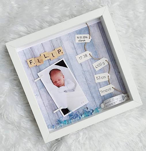 Tabuľky - Personalizovaný rámik s údajmi o narodení CHLAPČEK Blue - 11703507_