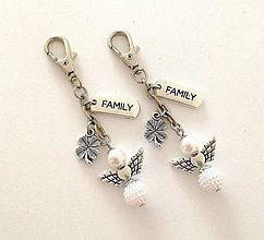 Kľúčenky - Kľúčenka "family" s anjelikom - biela - 11700915_