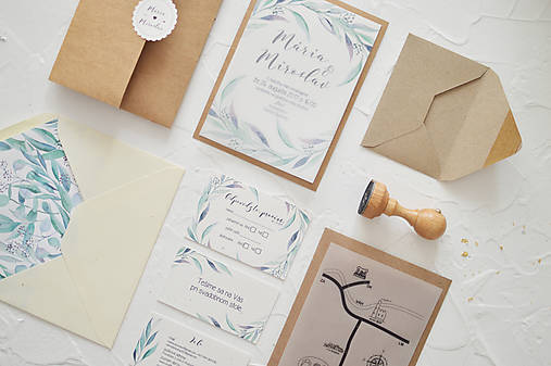 Papiernictvo - svadobné oznámenie Olivové listy - 11703464_