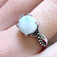 Prstene - Larimar Antique Ring / Elegantný vintage prsteň s larimarom - 11709129_