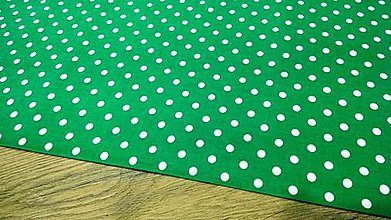 Textil - Bavlnená látka - Bodky 8,5 mm - Zelené- cena za 10 centimetrov - 11711320_