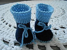 Detské topánky - Háčkované papučky v modrej - 11707336_