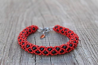 Sady šperkov - súprava čierno-červená (náramok čierno-červený) - 11711901_