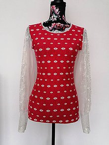 Topy, tričká, tielka - Cerveno biely top - 11715001_