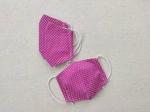 Rúška - Rúško 100% bavlna Dvojvrstvové s kapsičkou VLNIENKA veľkosť M Bodka ružová - 11715039_