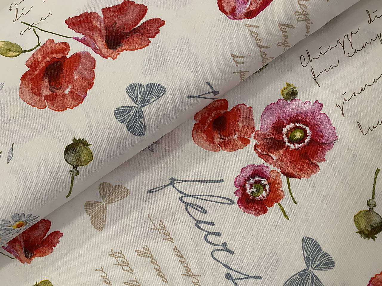 ❤️BAVLNA DEKOR TALIANSKO ❤️ČERVENÉ MAKY❤️