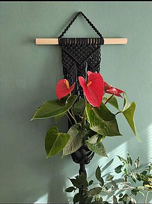 Nádoby - Závesný kvetináč v čiernom - 11715428_