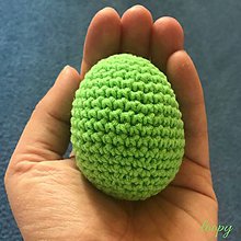 Dekorácie - Háčkované veľkonočné vajíčko jednofarebné / výška 7 cm (Zelená) - 11717594_