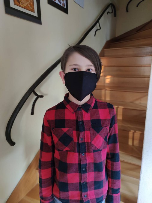 Rúška - Rúško 100% bavlna Dvojvrstvové s kapsičkou VLNIENKA veľkosť S 3/12 rokov Black čierna - 11723687_