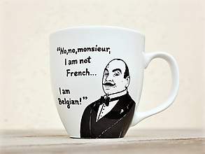 Nádoby - Maľovaný hrnček - Hercule Poirot (400,350 ml - No,no,monsieur...) - 11722196_