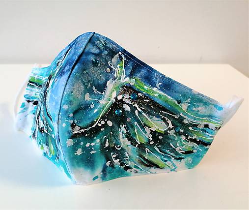 Rúška - RÚŠKO ručne maľované - ANJELSKE II.tyrkysové - 11734894_