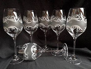 Nádoby - Súprava pohárov v sivo bielej kombinácii - vínko - 11735340_