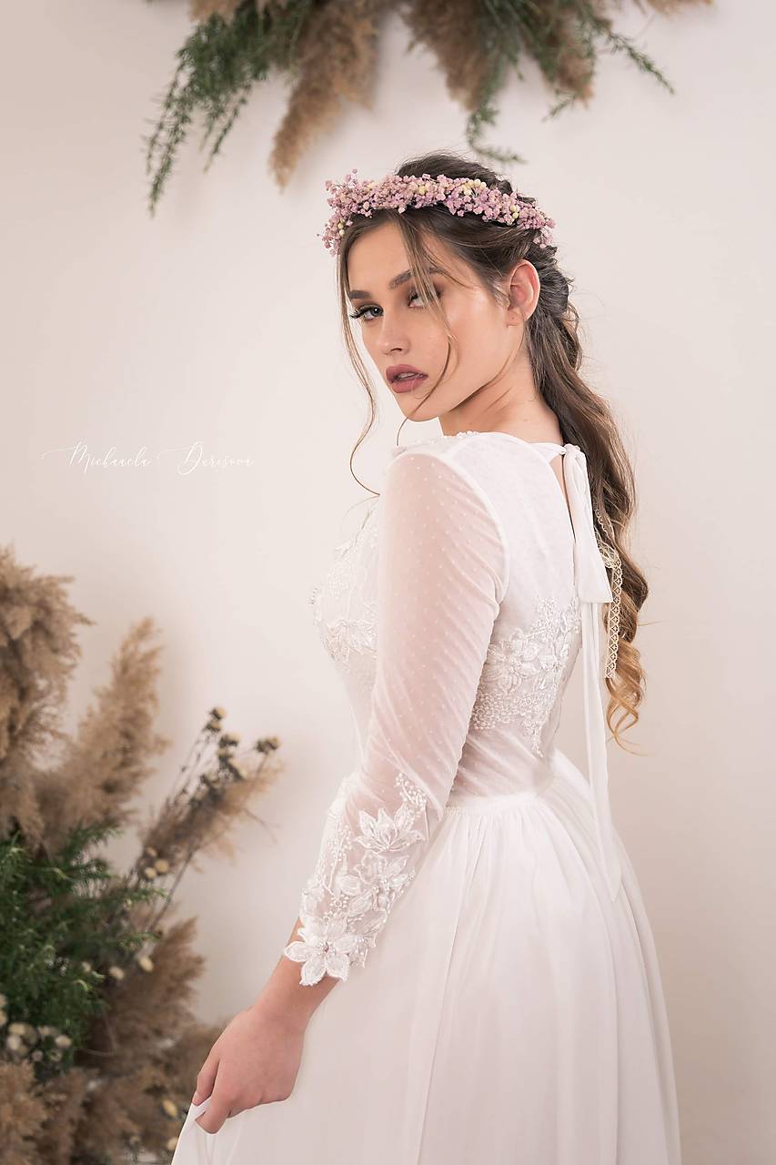 Romantický venček "nevestin závoj" - ružový 