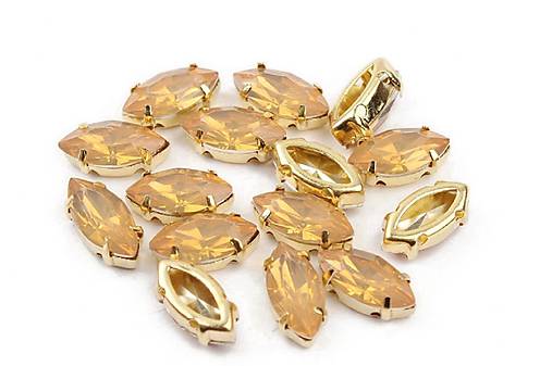 Komponenty - Kabošon našívací naveta HORSE EYE v kovovom lôžku 5 x 10 mm, 1ks (peach opal) - 11734432_