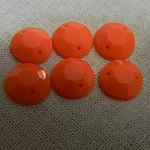 Iný materiál - 10mm našívacie kamienky kruh plochý povrch 8hran (oranžová) - 11739847_
