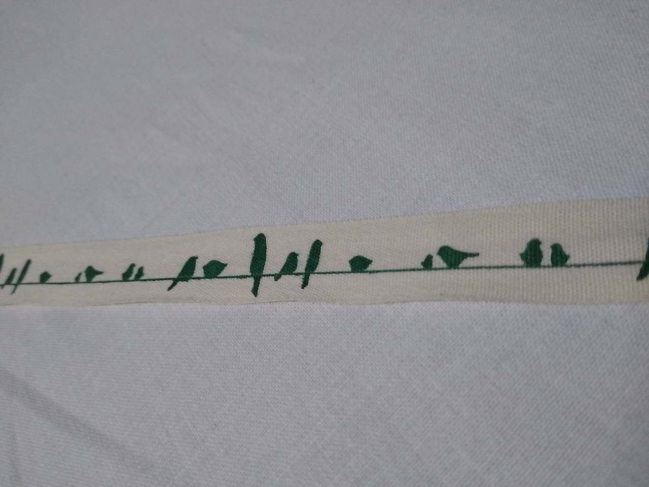 Bavlnená stuha vták zelená