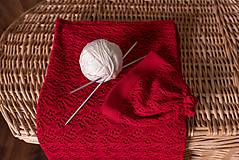 Detské čiapky - Pletená čiapočka, “Miss“,OEKO-TEX®, Červená - 11745544_