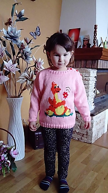 Detské oblečenie - Detský pulovrík : DINO s kvietkom - 11743624_