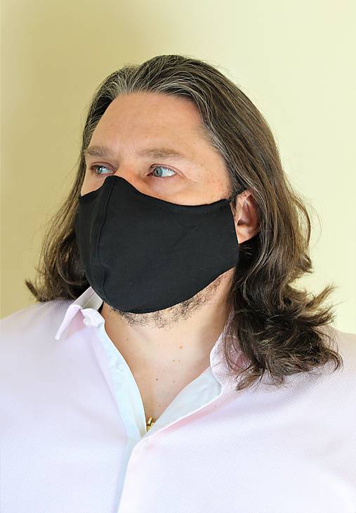 Rúška - TROJITÉ RÚŠKO, kapsa na FILTR, DRÁTEK - černá, PÁNSKÁ - 11748819_