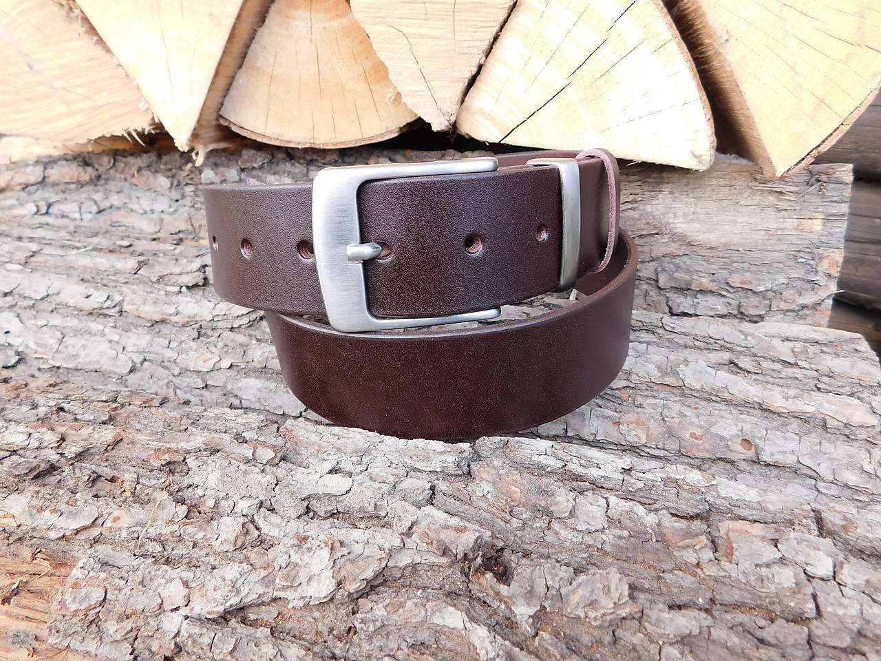 Kožený opasok 4 cm - Čokoláda