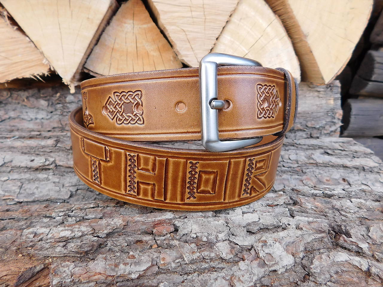 Kožený opasok 4 cm - Thor