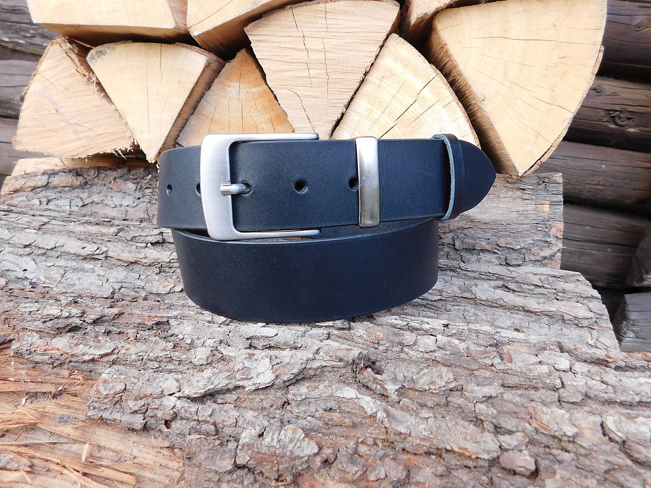 Kožený opasok 4 cm - Black