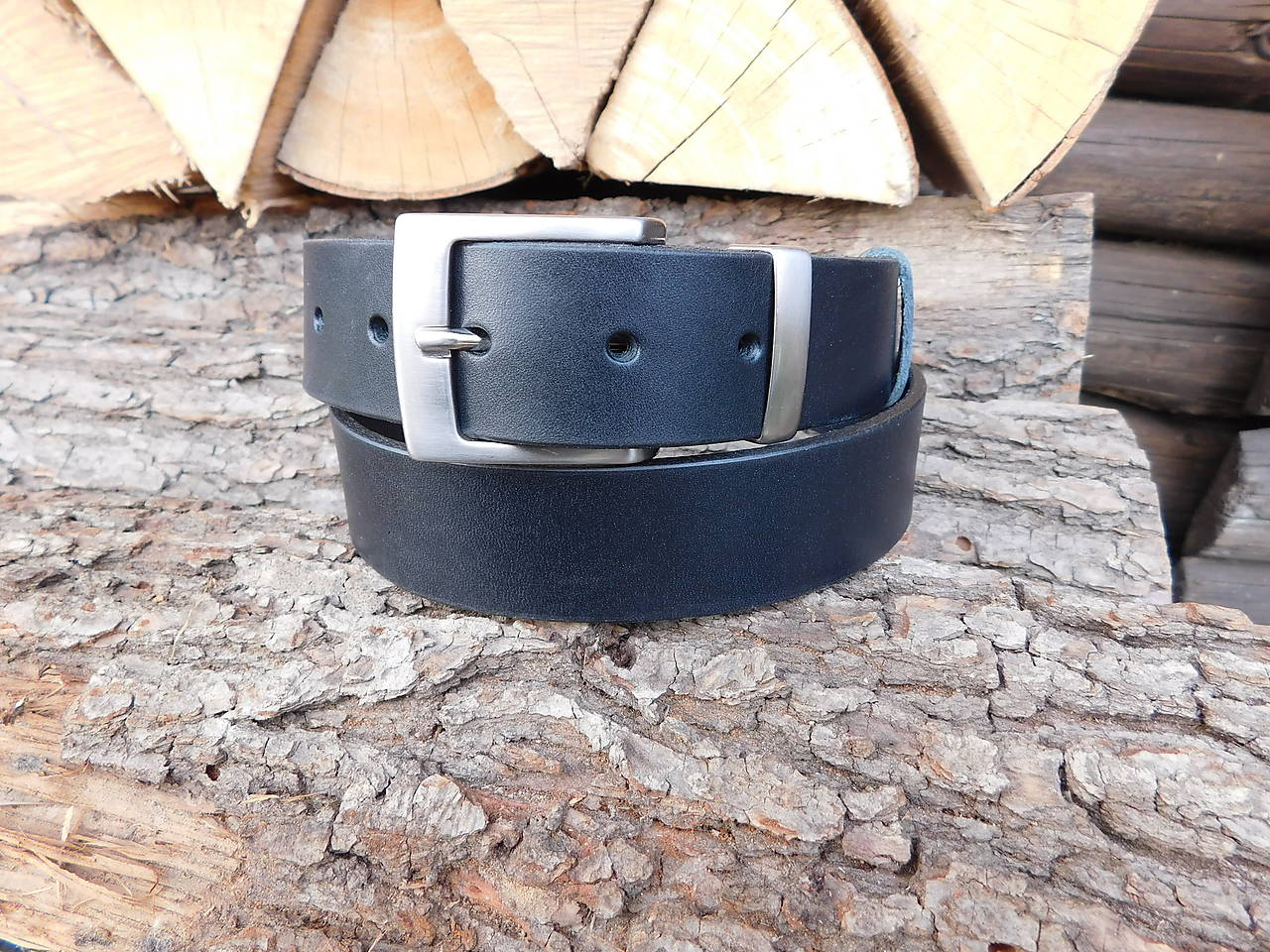 Kožený opasok 3,5 cm - Black 