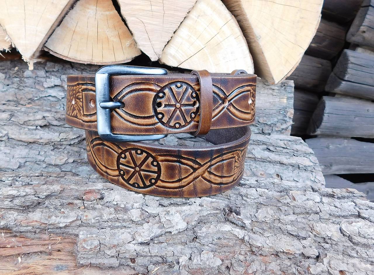 Kožený opasok 4 cm - Perún
