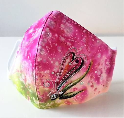 Rúška - RÚŠKO ručne maľované - SRDIEČKOVÉ III. - 11752591_