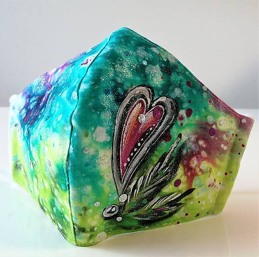 Rúška - RÚŠKO ručne maľované - SRDIEČKOVÉ II. - 11752838_