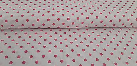 Textil - Metráž ružová bodka na bílé - 11750810_