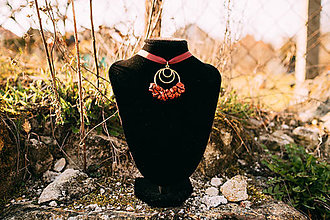 Náhrdelníky - Pletený prívesok z červeného jaspisu - 11757531_