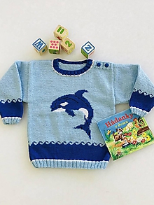 Detské oblečenie - Detský pulovrík - veľryba VILI - 11755728_