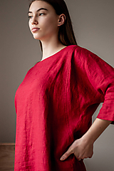 Ľanové šaty Kimono Rojo