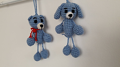 Hračky - psík a macík na dlhých nôžkach (modrý macko) - 11758233_