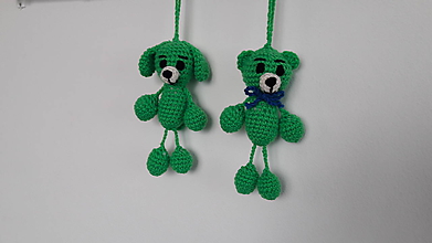 Hračky - psík a macík na dlhých nôžkach (zelený psík) - 11758239_