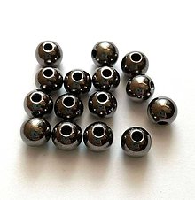 Korálky - Plastové perličky Metalic 8 mm - 50 ks (antracit) - 11764095_