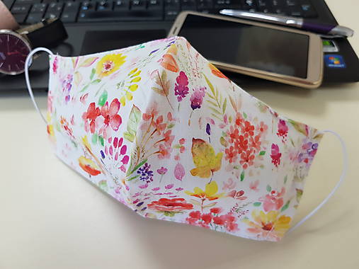 Rúška - Rúško dizajnove bavlnené - flowers design letná lúka - 11764621_